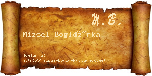 Mizsei Boglárka névjegykártya